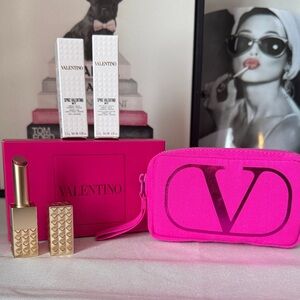 Valentino Vibrant Pink Pouch with Lipstick